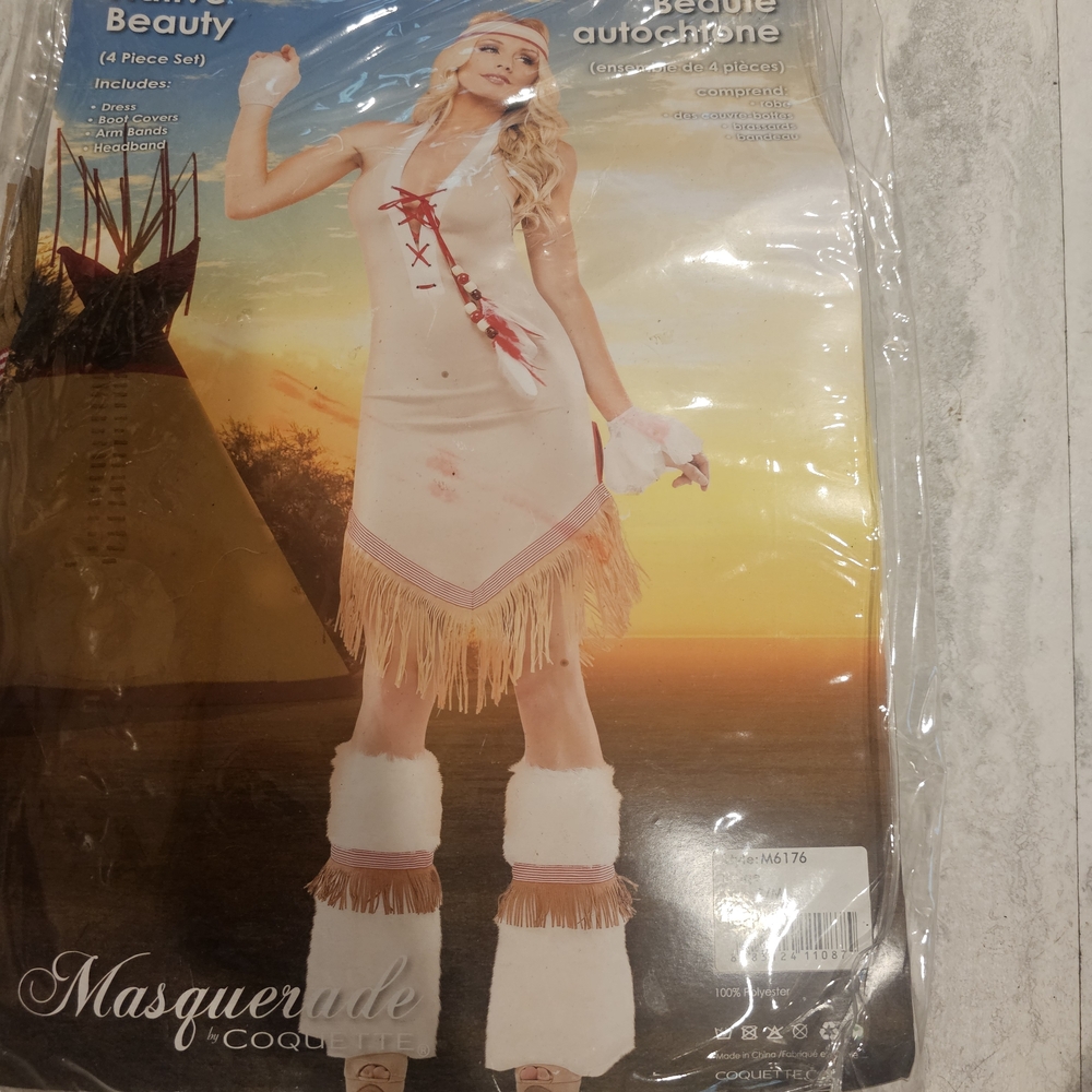 Masquerade Cream and Red Fringe Costume